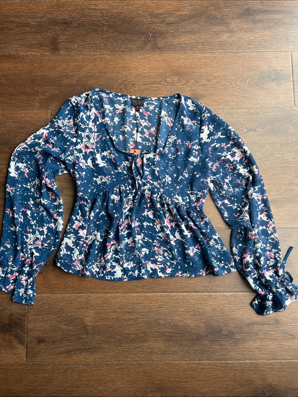 NEW Mod Lusive Patterned Blouse Blue & Pink | Blue & Pink Blouse | Mod Lusive